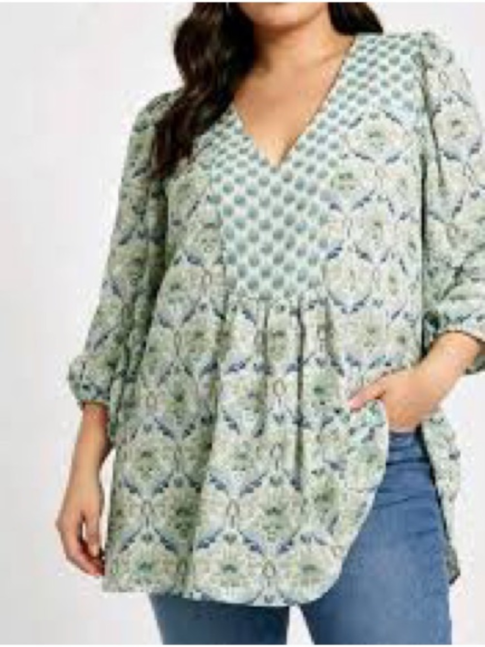 Rose + Olive Boho Floral Paisley Tunic Blouse